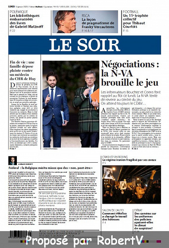 Le Soir - Lundi 13 Janvier 2020