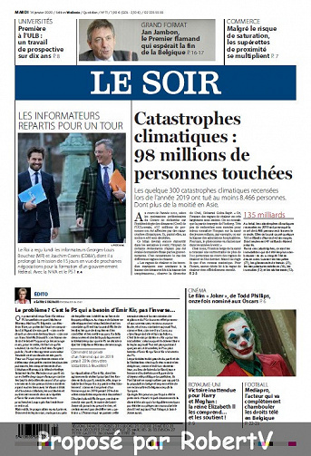 Le Soir - Mardi 14 Janvier 2020