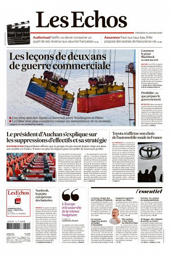 Les Echos du Mercredi 15 Janvier 2020