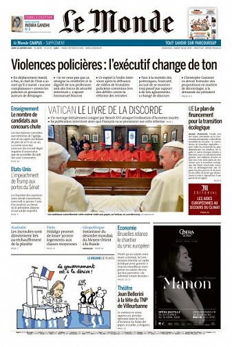 Le Monde du Jeudi 16 Janvier 2020