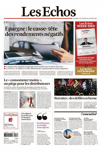 Les Echos du Vendredi 17 et Samedi 18 Janvier 2020