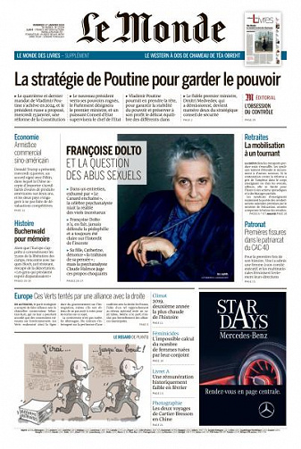 Le Monde du Vendredi 17 Janvier 2020