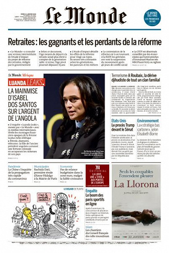 Le Monde du Mardi 21 Janvier 2020
