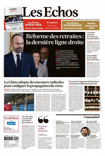 Les Echos du Vendredi 24 et Samedi 25 Janvier 2020