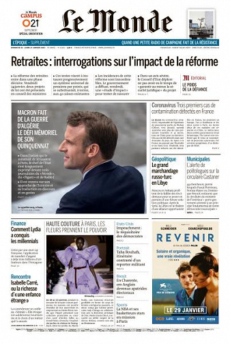 Le Monde du Dimanche 26 et Lundi 27 Janvier 2020