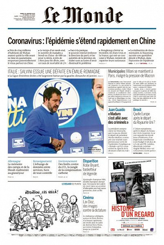 Le Monde du Mardi 28 Janvier 2020