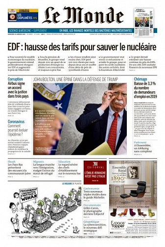 Le Monde du Mercredi 29 Janvier 2020