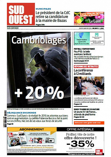 Sud Ouest Sud-Gironde - Jeudi 30 Janvier 2020