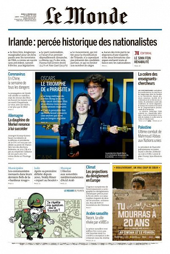 Le Monde du Mardi 11 Février 2020