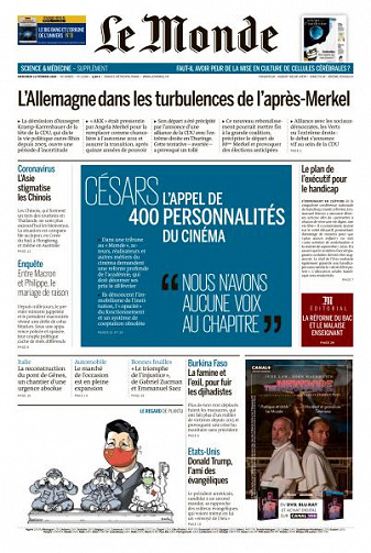Le Monde du Mercredi 12 Février 2020