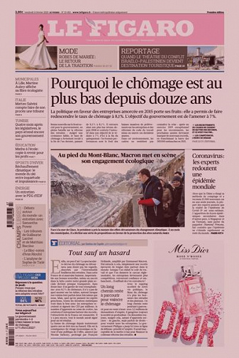 Le Figaro du Vendredi 14 Février 2020
