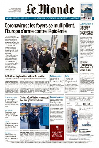 Le Monde du Mercredi 26 Février 2020