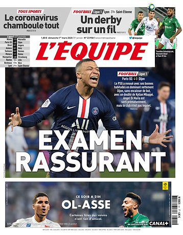 L’equipe du Dimanche 1er Mars 2020
