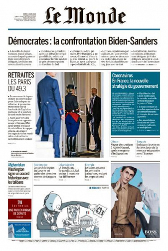 Le Monde du Mardi 3 Mars 2020