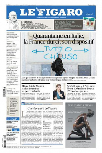 Le Figaro du Lundi 9 Mars 2020