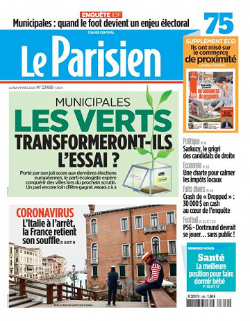 Le Parisien du Lundi 9 Mars 2020