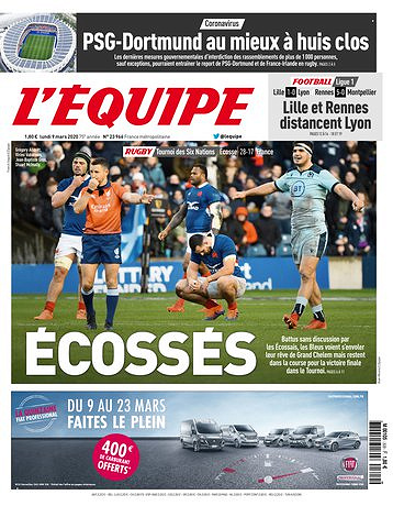 L’equipe du Lundi 9 Mars 2020