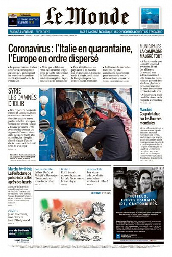 Le Monde du Mercredi 11 Mars 2020