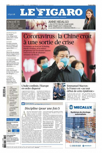 Le Figaro du Mercredi 11 Mars 2020
