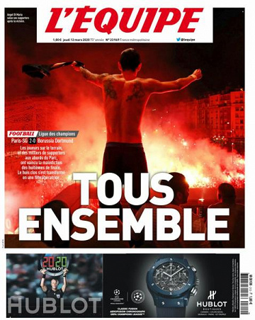 L’equipe du Jeudi 12 Mars 2020