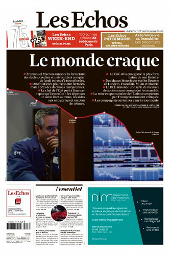 Les Echos du Vendredi 13 et Samedi 14 Mars 2020