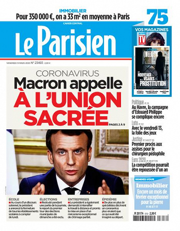Le Parisien du Vendredi 13 Mars 2020