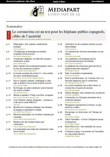 Mediapart - Lundi 16 Mars 2020