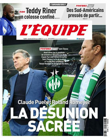 L’equipe du Vendredi 20 Mars 2020