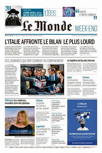 Le Monde du Samedi 21 Mars 2020