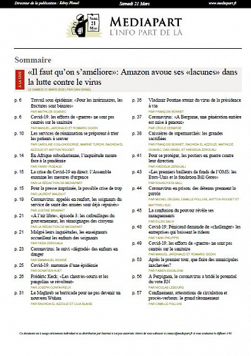 Mediapart - Samedi 21 Mars 2020
