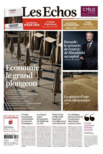 Les Echos du Vendredi 27 et Samedi 28 Mars 2020