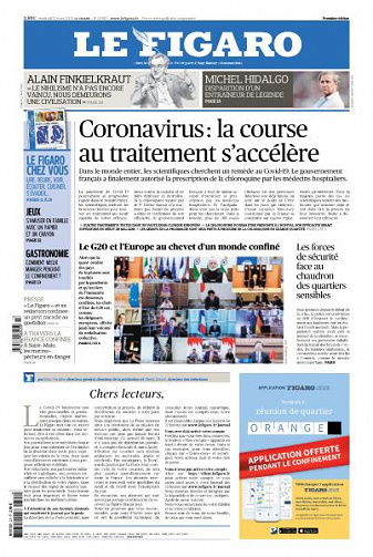 Le Figaro du Vendredi 27 Mars 2020