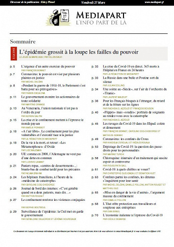 Mediapart - Vendredi 27 Mars 2020