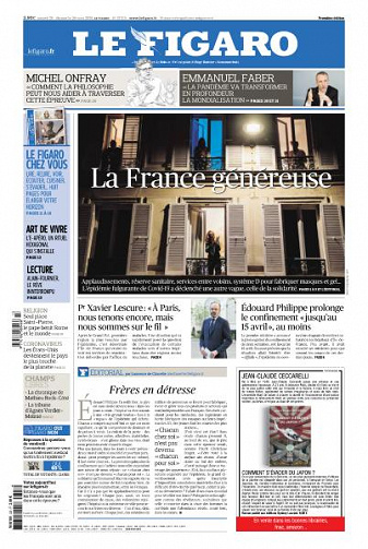 Le Figaro du Samedi 28 et Dimanche 29 Mars 2020