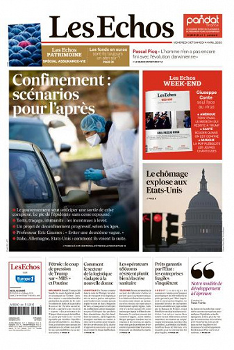 Les Echos du Vendredi 3 et Samedi 4 Avril 2020