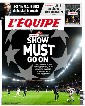 L’equipe du Samedi 4 Avril 2020