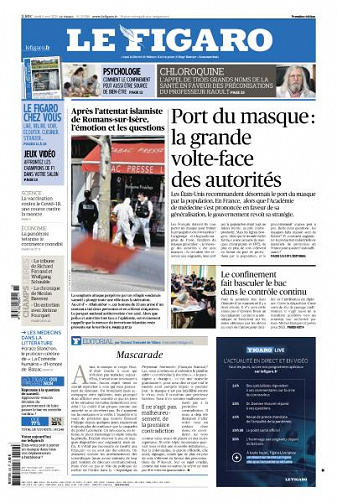 Le Figaro du Lundi 6 Avril 2020