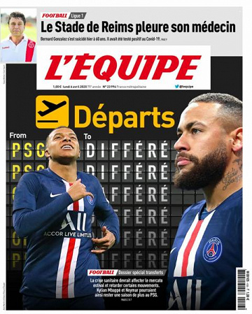 L’equipe du Lundi 6 Avril 2020