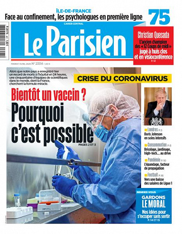 Le Parisien du Mardi 7 Avril 2020