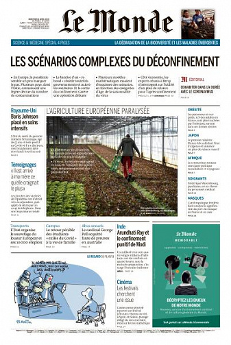 Le Monde du Mercredi 8 Avril 2020