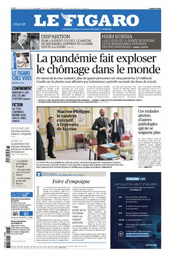 Le Figaro du Mercredi 8 Avril 2020