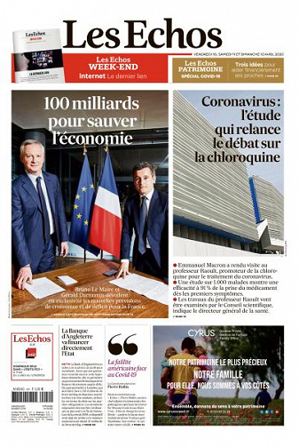 Les Echos du Vendredi 10 et Dimanche 12 Avril 2020