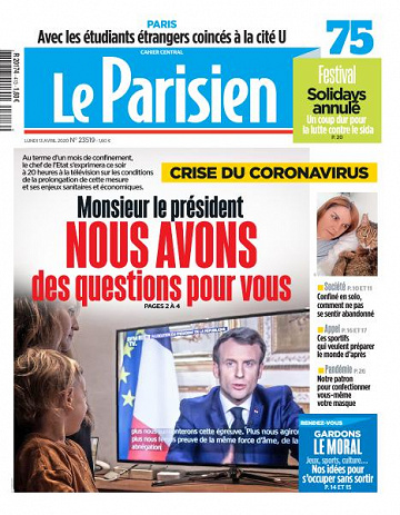 Le Parisien du Lundi 13 Avril 2020