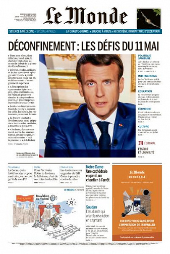 Le Monde du Mercredi 15 Avril 2020