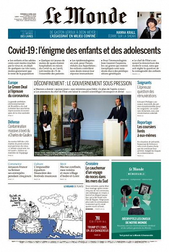 Le Monde du Vendredi 17 Avril 2020