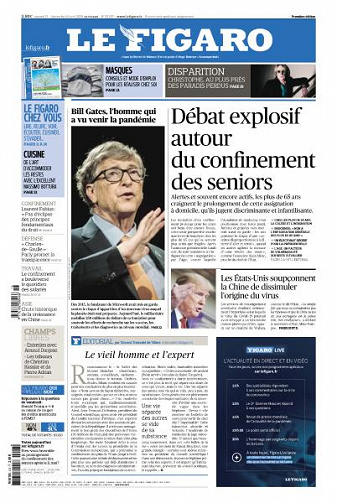 Le Figaro du Samedi 18 et Dimanche 19 Avril 2020