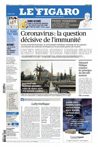 Le Figaro du Lundi 20 Avril 2020