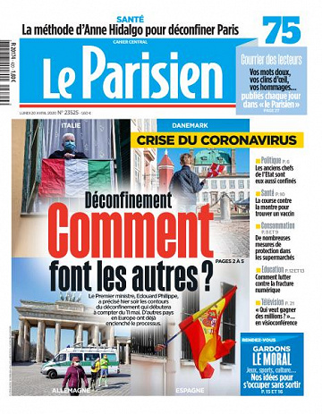 Le Parisien du Lundi 20 Avril 2020