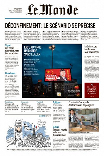 Le Monde du Mardi 21 Avril 2020