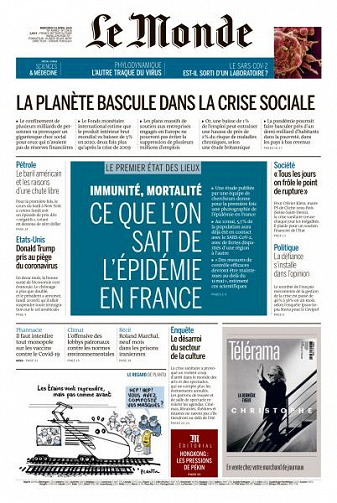 Le Monde du Mercredi 22 Avril 2020